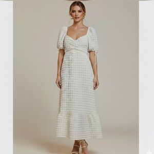 Endless Rose XS Ivory Textured Maxi Dress | Coquette Bridal Wedding Guest